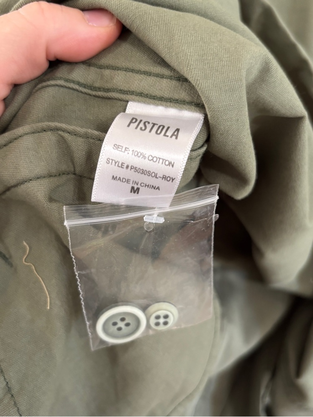 Pistola Olive Green Star Print Utility Jacket medium - Picture 7 of 7